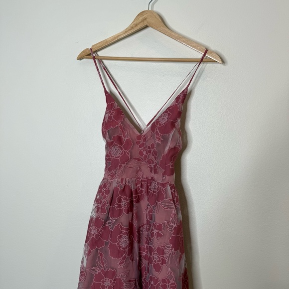 Lulus Feeling Like Forever Rose Jacquard Organza Lace-Up Midi Dress rose small - Picture 7 of 15